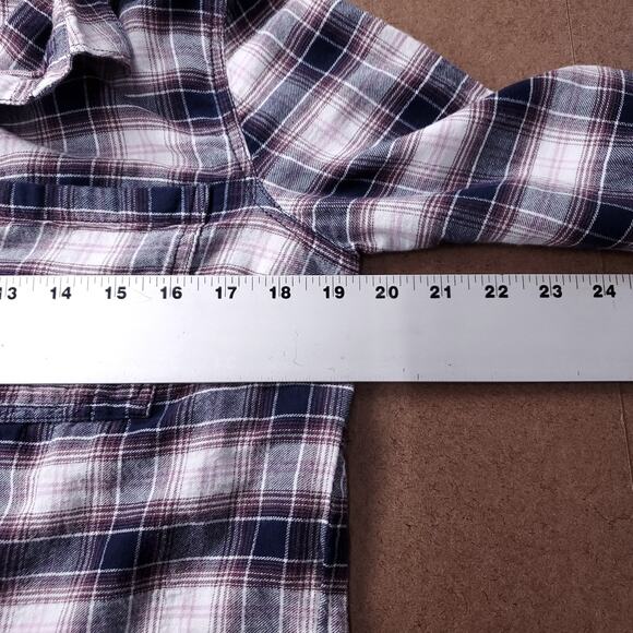 BeachLunchLounge Plaid Pullover Wmns XS 3/4 Button Up Collared Pockets Beachy - Picture 5 of 11